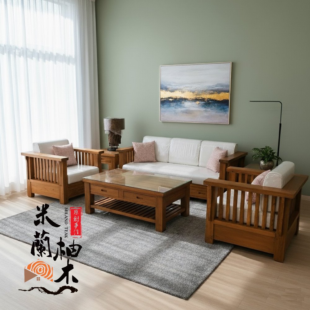 全柚木超厚保羅(Polo)沙發組［1.2.3人位+大小桌］［北歐款、加寬加厚］