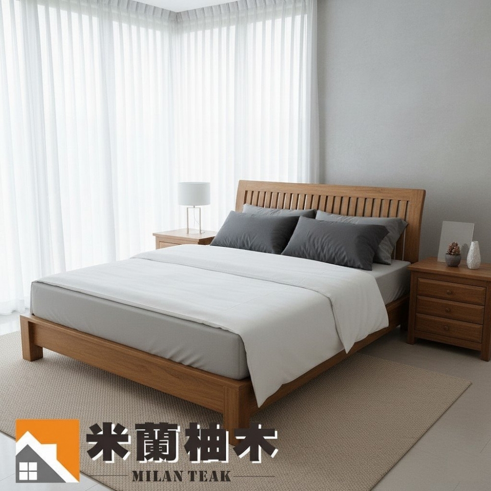 全柚木床架［6尺］ - 簡約、厚料、直條、無尾床［北歐風格］