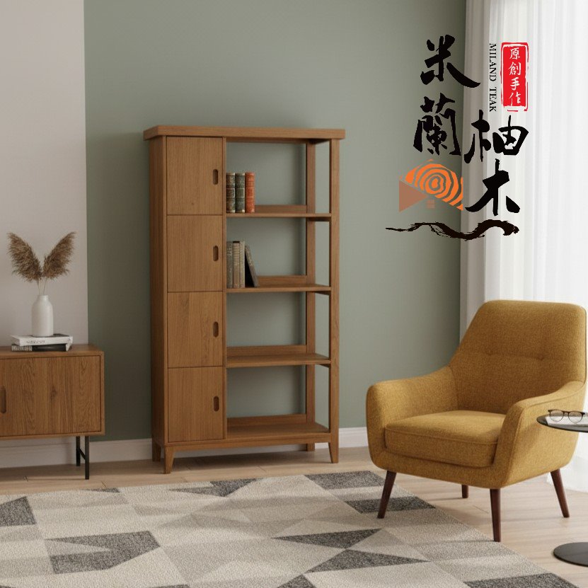 2025現代款全柚木開放式收納櫃.餐櫃.書櫃.