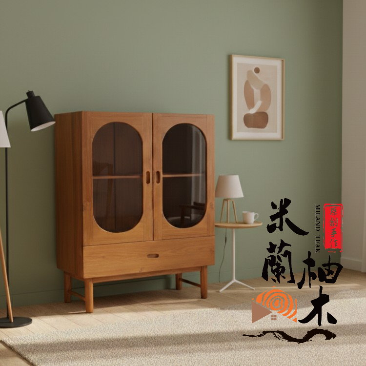 全柚木極簡風二門低書櫃/餐櫃/音響櫃可參考