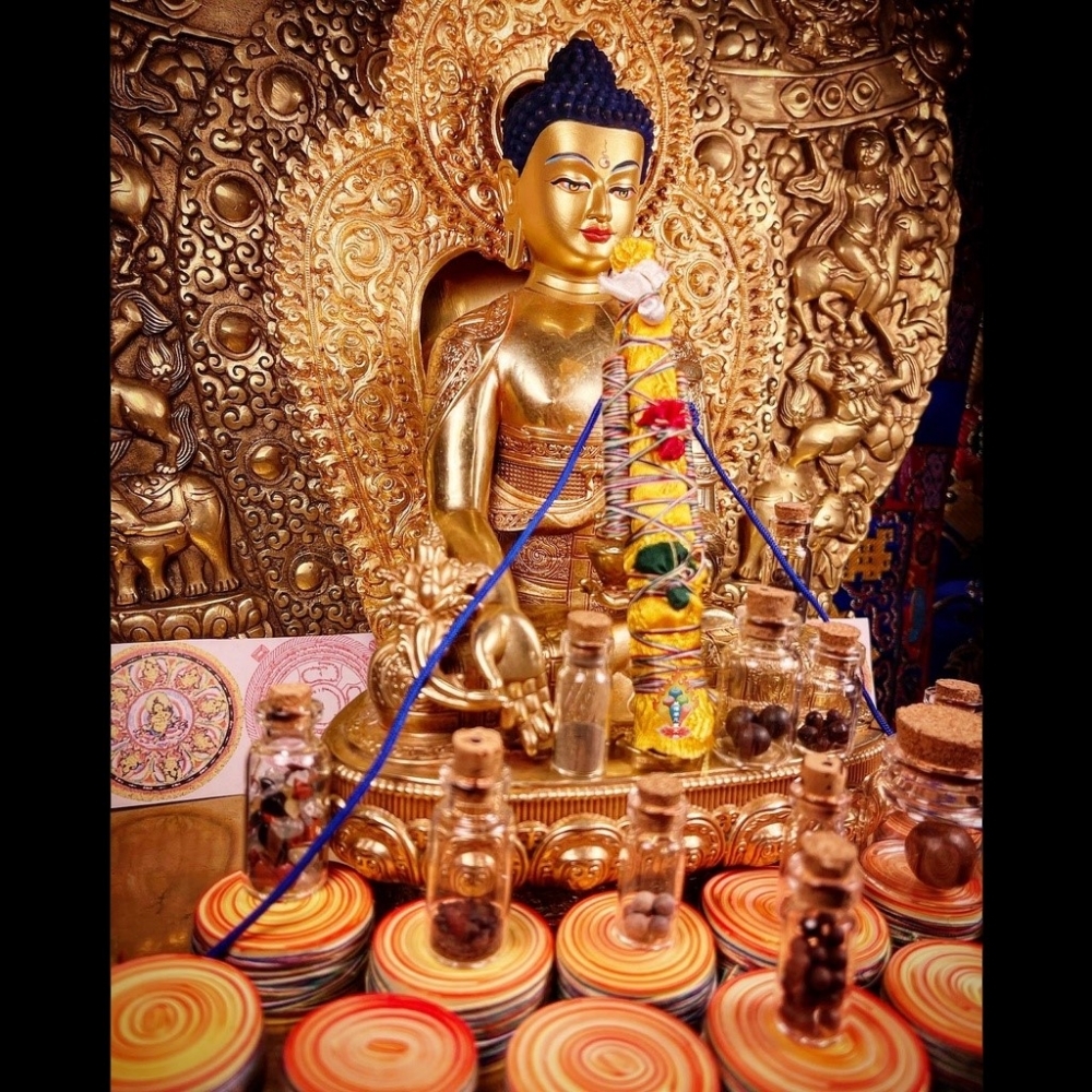 如法 西藏 訂製純銅 祛疾 .延壽 裝臟大加持 藥師佛   鎏金 佛像   