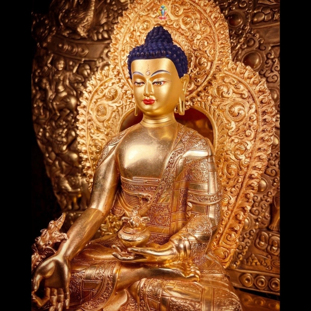 如法 西藏 訂製純銅 祛疾 .延壽 裝臟大加持 藥師佛   鎏金 佛像   