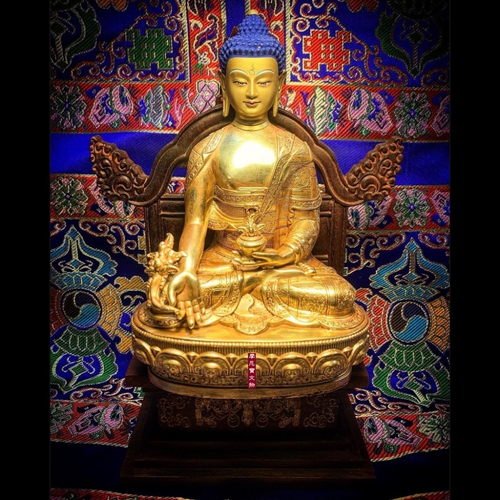 如法 西藏 訂製純銅 祛疾.延壽 裝臟大加持 藥師佛 鎏金 佛像