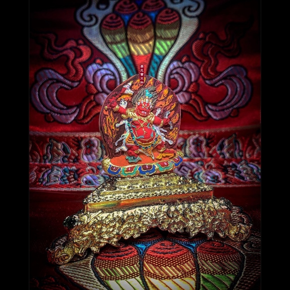 忿怒威猛尊 千種聖物印製 二臂 馬頭明王 彩繪 金佛 嘎屋
