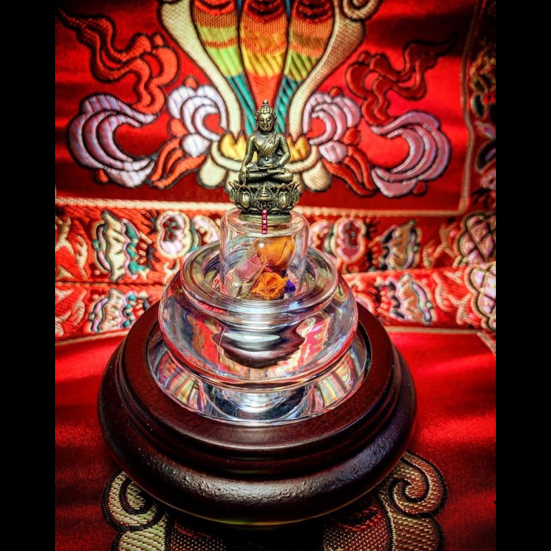 莊嚴精銅 釋迦佛 透明舍利寶塔 舍利塔