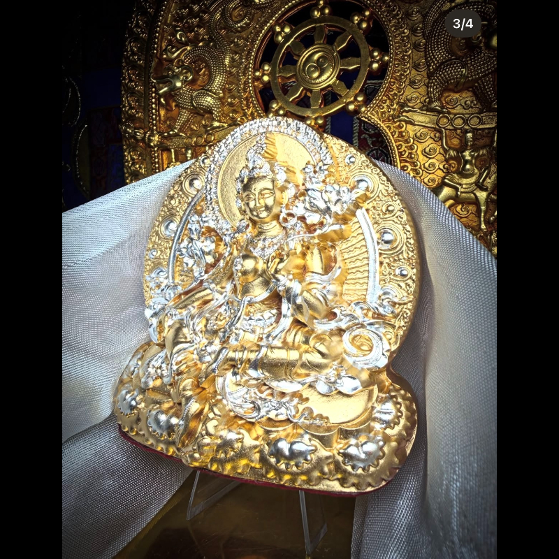極莊嚴千種聖物甘露 燒陶 訂製 綠度母 金 佛像