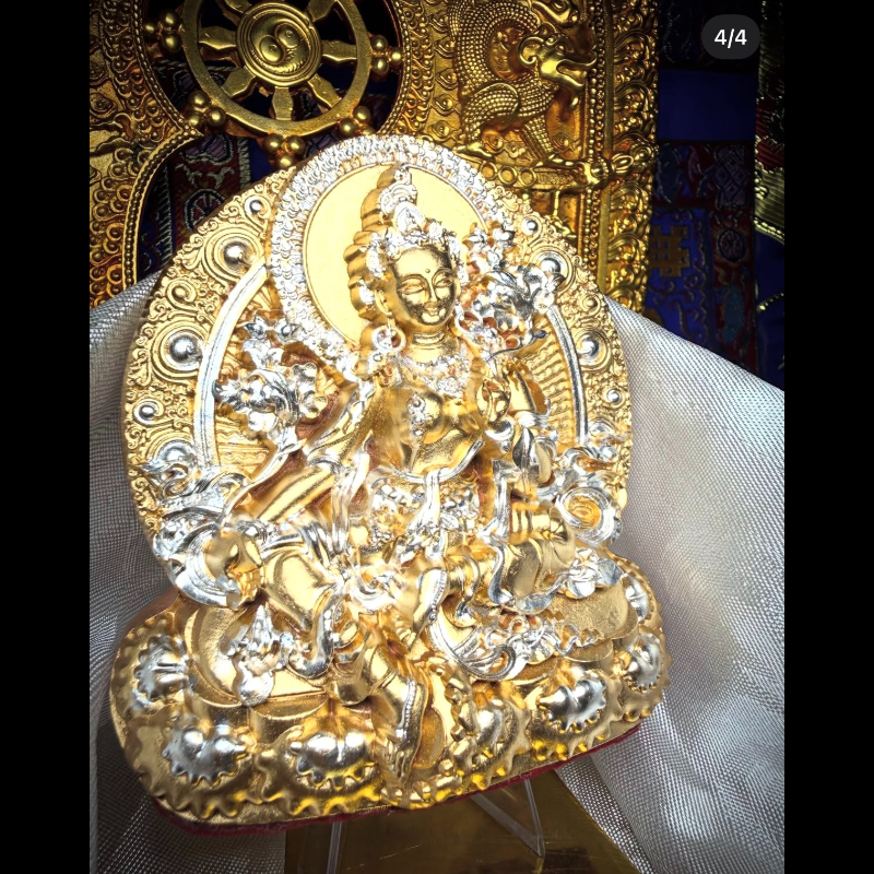 極莊嚴千種聖物甘露 燒陶 訂製 綠度母 金 佛像