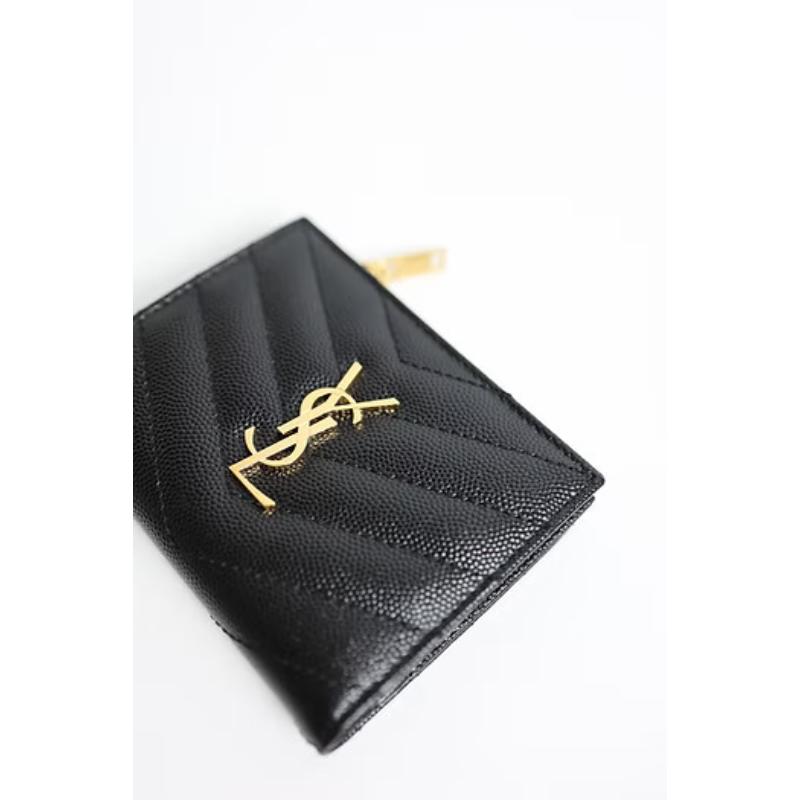 二手Ysl 經典短夾 黑金釦