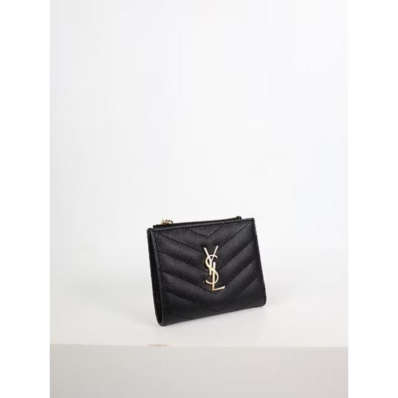 二手Ysl 經典短夾 黑金釦