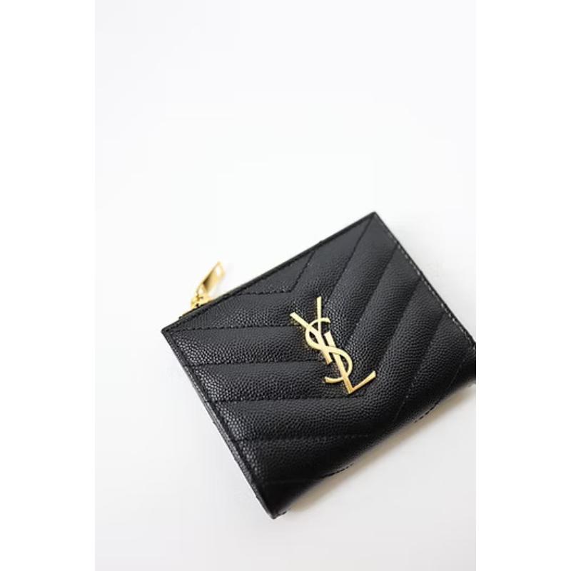 二手Ysl 經典短夾 黑金釦