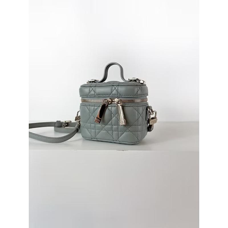 Dior Lady Cannage 微型化妝袋 霧霾藍