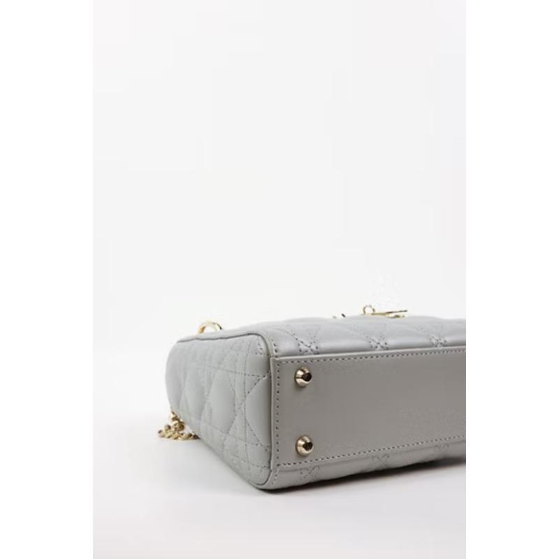 二手Dior 黛妃包 珠光灰