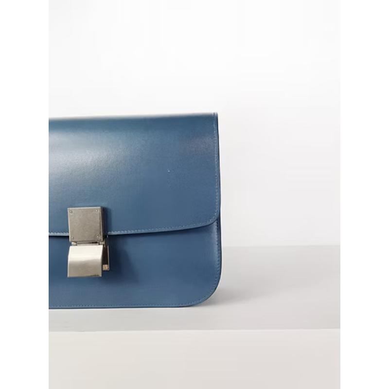CELINE BOX MEDIUM 質感藍 銀釦