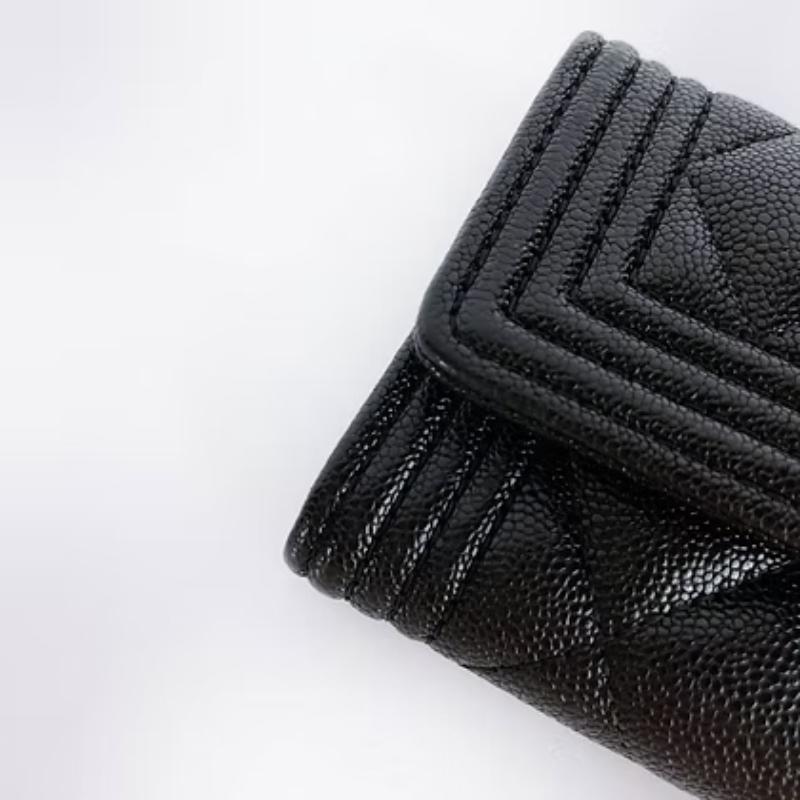 Chanel Boy 荔枝牛 單層卡包 銀釦