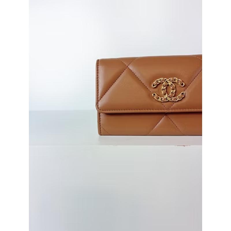 Chanel 19 全新中夾 焦糖棕色 晶片款