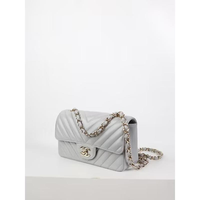 二手 Chanel cf20灰色 淡金釦