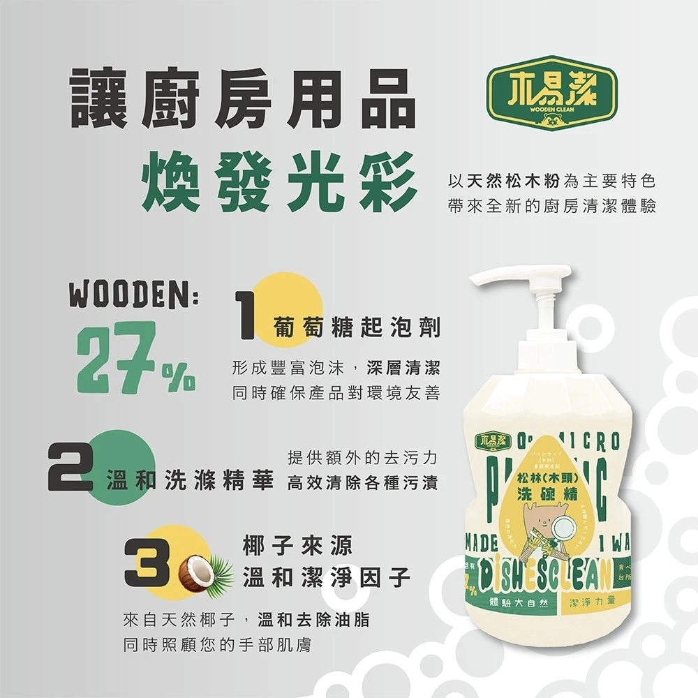 2000ml-【飆破盤】木易潔 Wooden Clean 松木洗碗精 木頭洗碗精 天然 溫和 環保 家庭必備 餐飲業 戶外 廚房