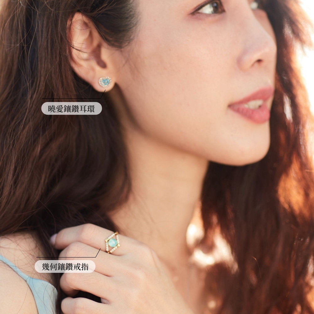 純銀曉愛鑲鑽耳環、純