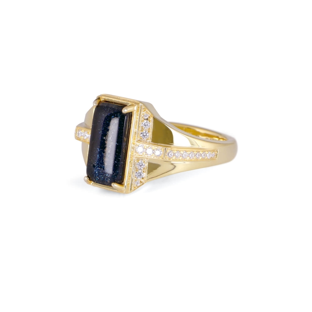 戒指｜14K長方男仕鑲鑽戒指RB21027