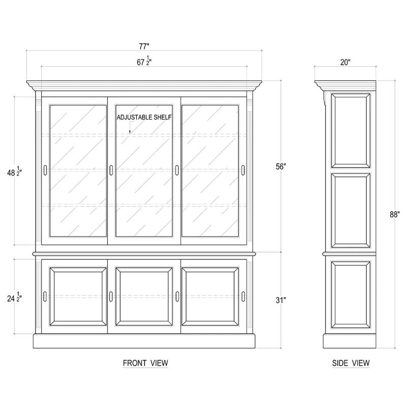 BRAMBLE Hudson 88 Bookcase w/ 3 Sliding Doors 25975 書櫃/展示櫃