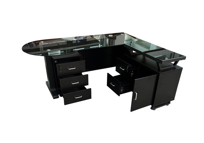 EA914AJE*黑色玻璃主管桌(新)