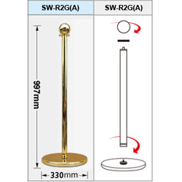 SW-R2G（A）不銹鋼鍍金欄柱+絨繩