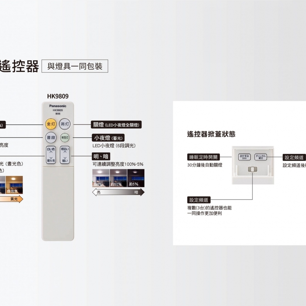 Panasoni-32.5W  和卷 LED調光調色遙控吸頂燈 