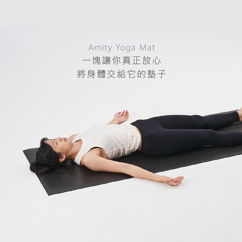 沉靜之花 黑金PU瑜珈墊 天然橡膠 高效乾溼止滑 台灣製造 附背帶