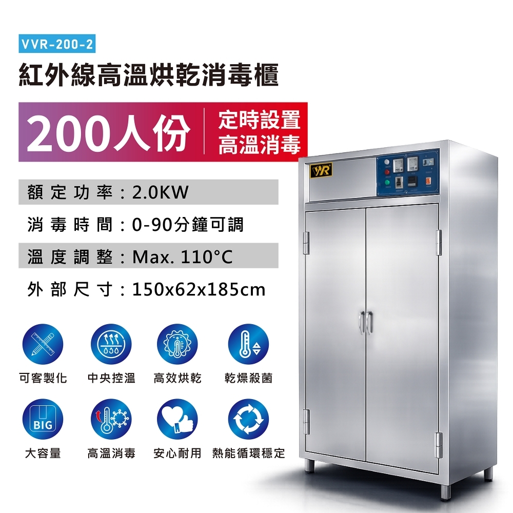 雙門消毒櫃(200人份)