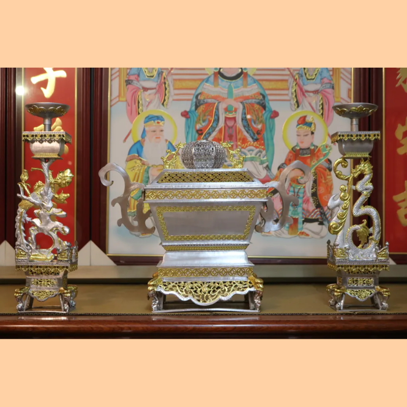 正錫製宴王供具22件 [全套組]【錫器/擺宴/宴王/祀宴/純手工/雙色/安金】