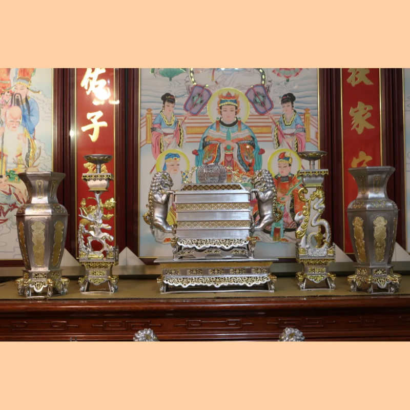 正錫製宴王供具27件 [大全套組]【錫器/擺宴/宴王/祀宴/純手工/雙色/安金】