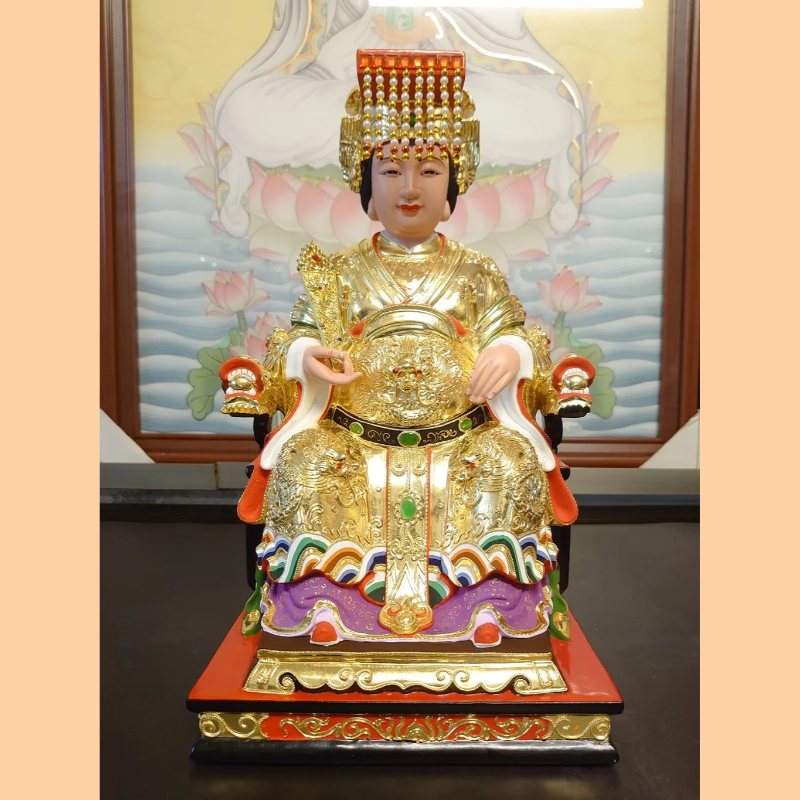 天上聖母｜香樟｜持手體｜彩繪素金｜訂製神尊