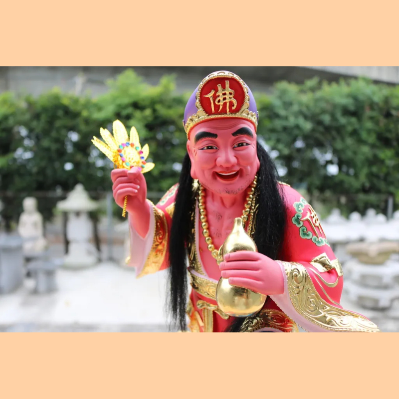 濟公禪師｜香樟｜立姿自在體｜彩繪安金