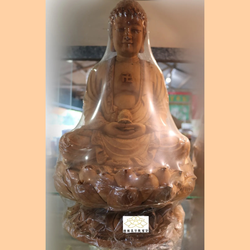 釋迦摩尼佛｜香樟｜金身坐蓮體｜錦雕白身｜訂製神尊
