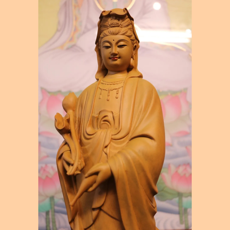 觀世音菩薩｜香樟｜祥雲立姿｜錦雕二度｜訂製神尊
