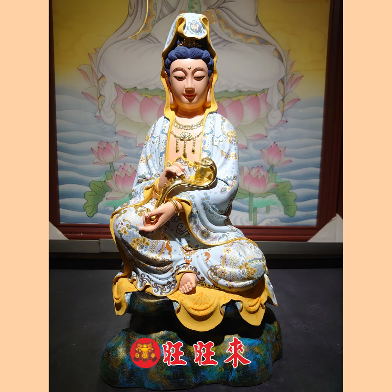 如意觀音｜香樟｜珍珠彩繪