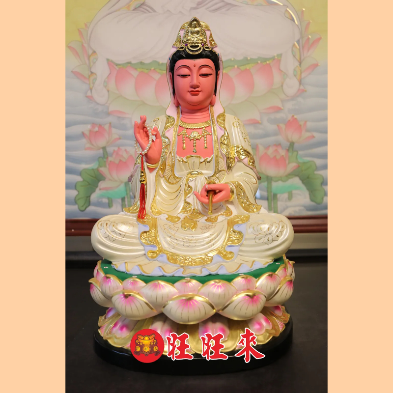 蓮花觀音｜香樟｜彩繪安金