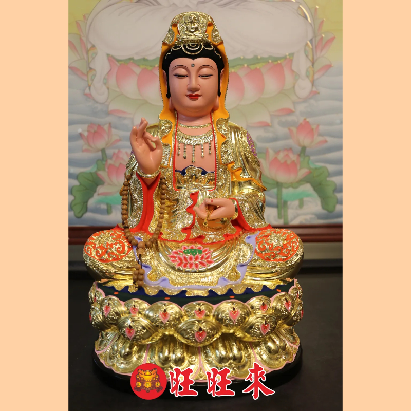 蓮花觀音｜香樟｜極細彩錦雕
