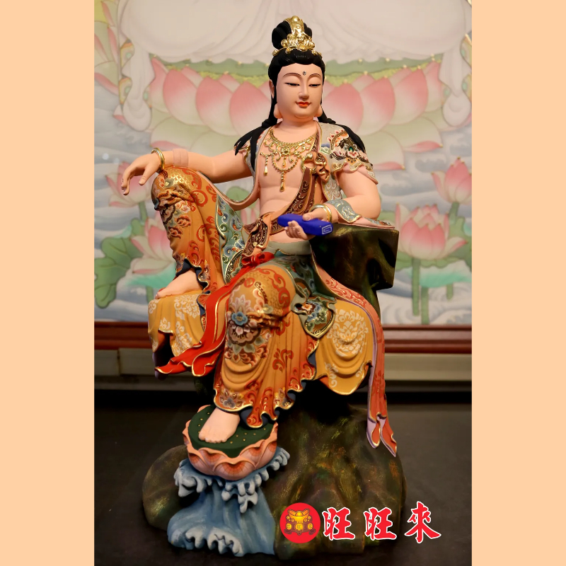 自在觀音｜香樟｜彩繪畫金