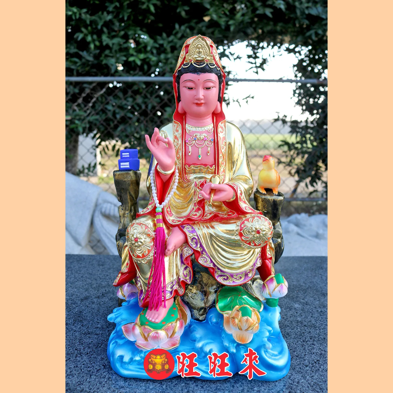 自在觀音｜香樟｜彩繪安金｜已售出