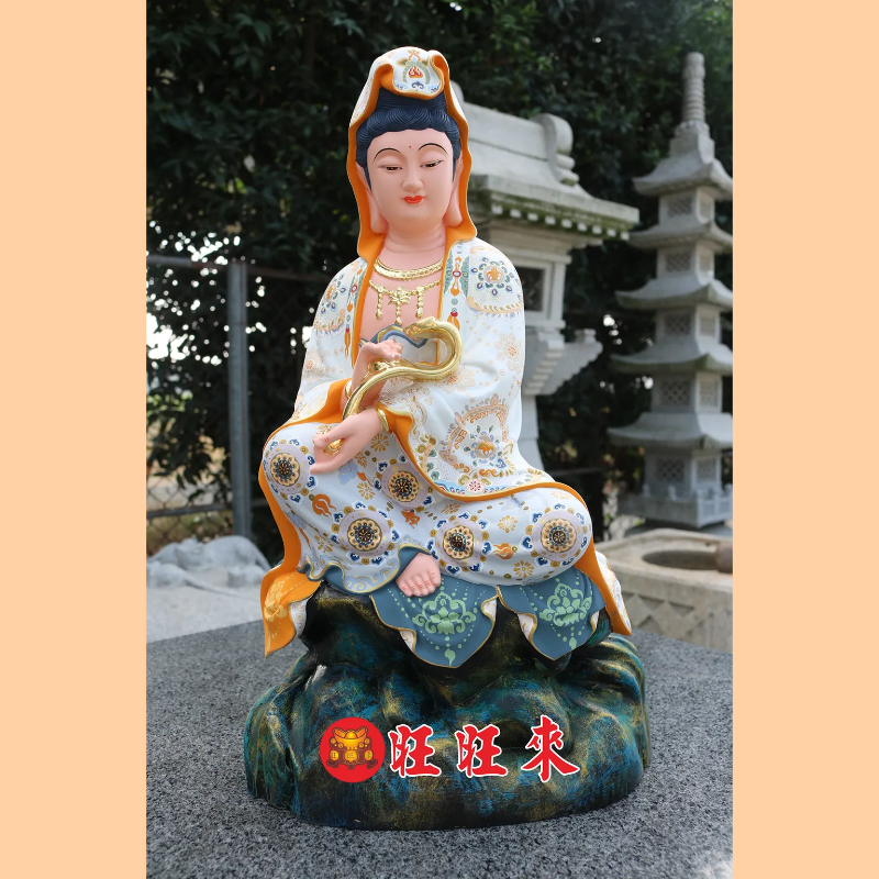 觀世菩薩｜香樟｜彩繪安金