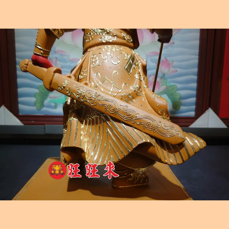 關聖帝君 站身｜香樟｜錦雕畫金｜已售出