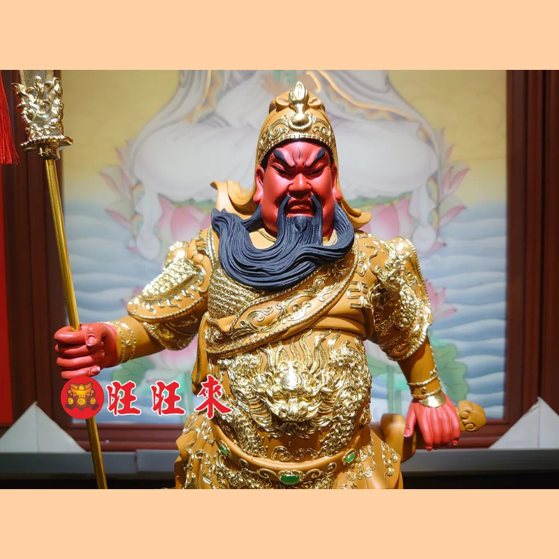 關聖帝君 站身｜香樟｜錦雕畫金｜已售出
