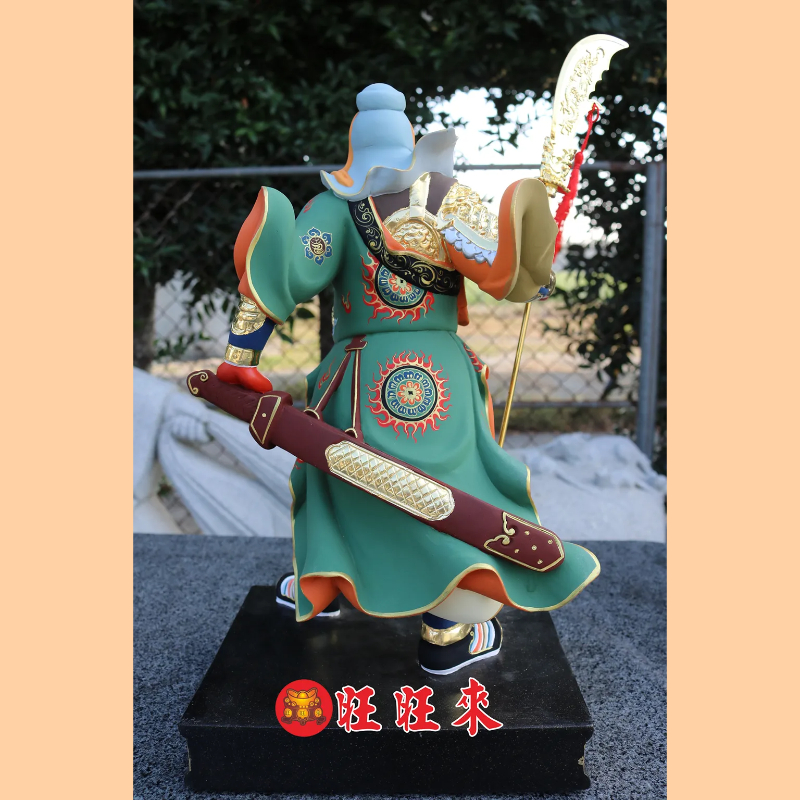 關聖帝君 站身｜香樟｜極彩錦雕安金