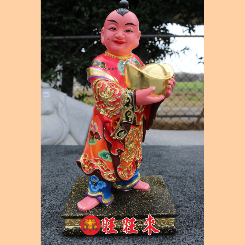招財&進寶童子｜香樟｜彩繪安金｜已售出