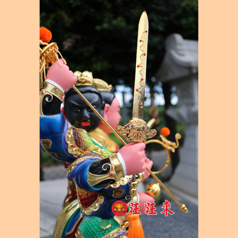 三頭八臂太子｜香樟｜彩繪安金
