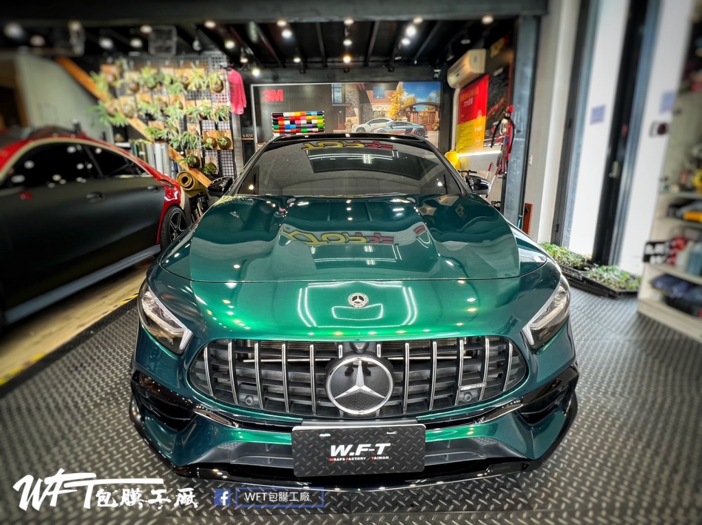 Benz A45s 全車改色PET金屬戰鬥綠