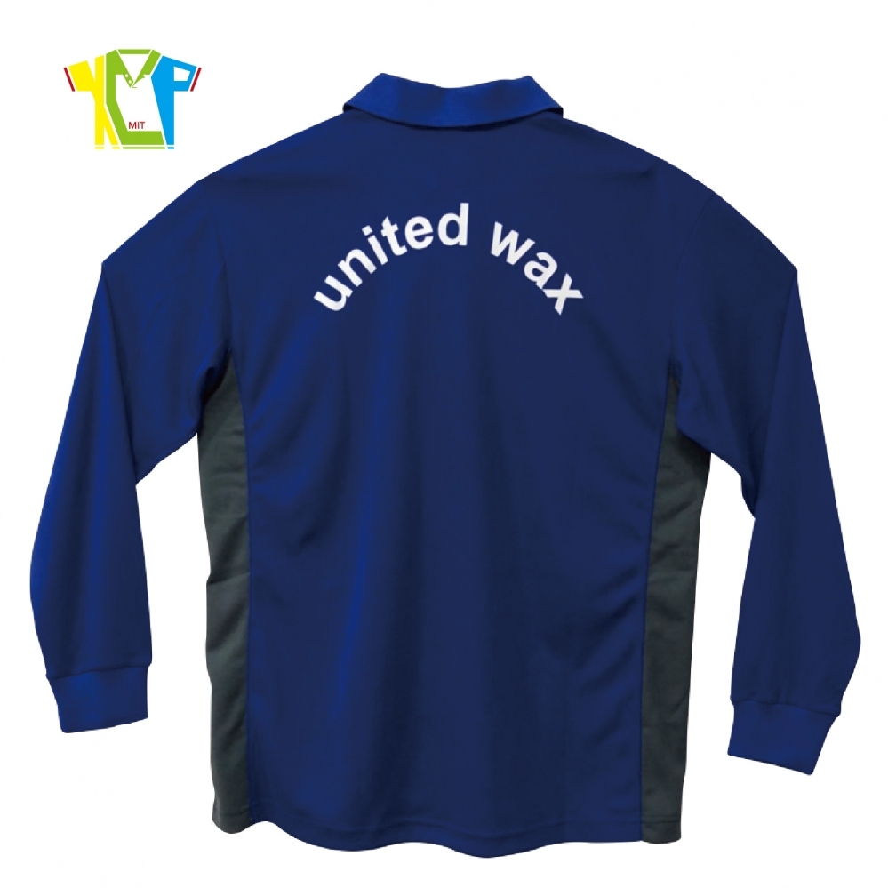 P2075-長袖拼接POLO衫