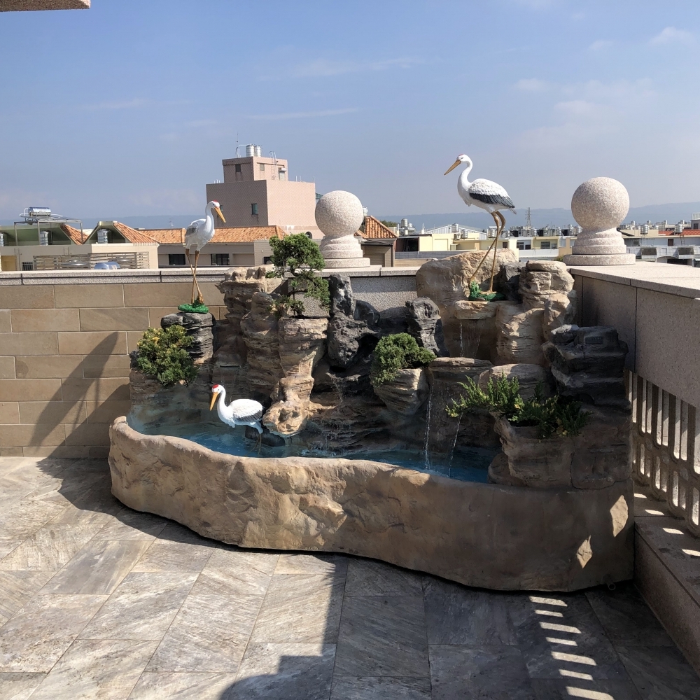 A220119｜FRP居家客製仿石流水池