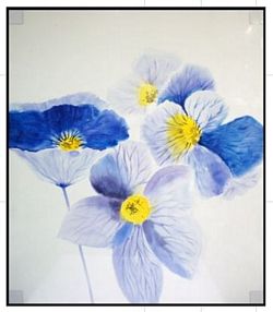 P0202-01-C025   油畫547_藍白花_黑框/Y18